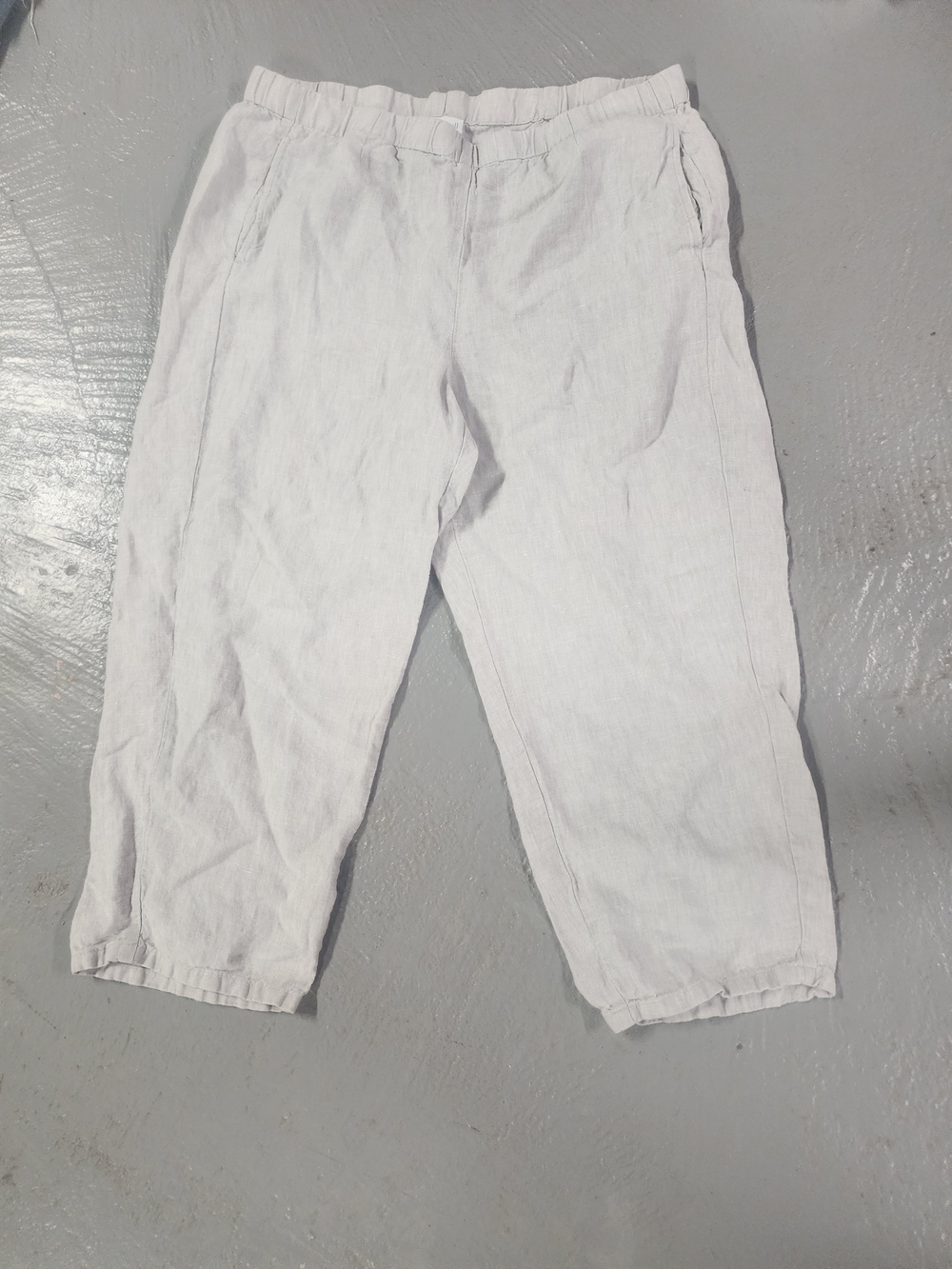 J. Jill Light Gray Linen Casual Elastic-Waist Pants